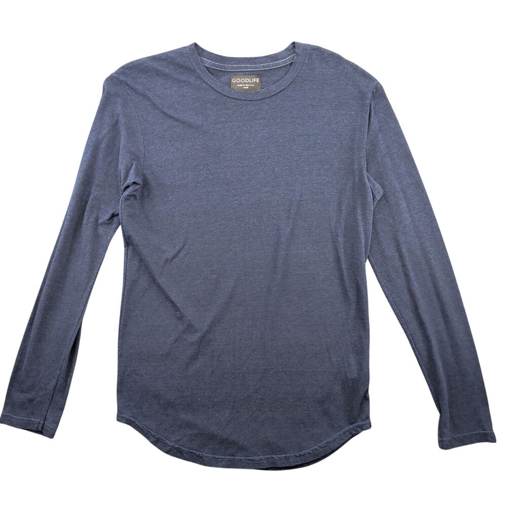 Goodlife Men’s Long Sleeve Crewneck Tee Small Blended Navy Blue Minimalist